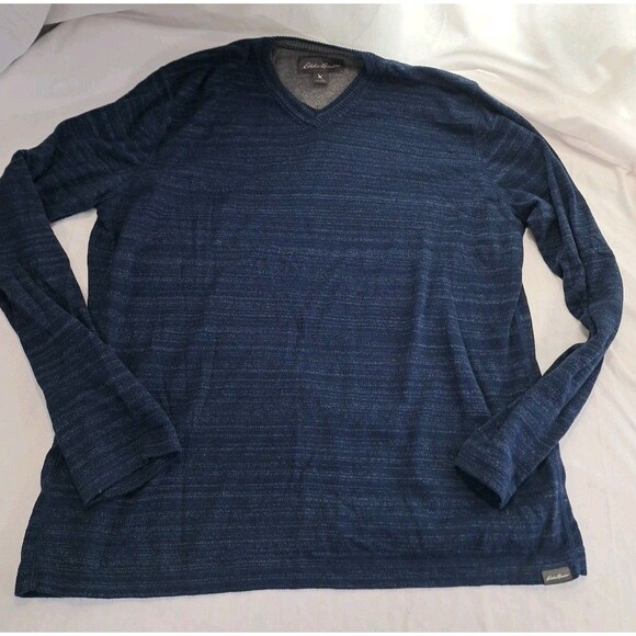Lot (3) Eddie Bauer Mens V Neck Sweaters Blue Gray XL Tall Pullover Knit Preppy - Picture 2 of 16